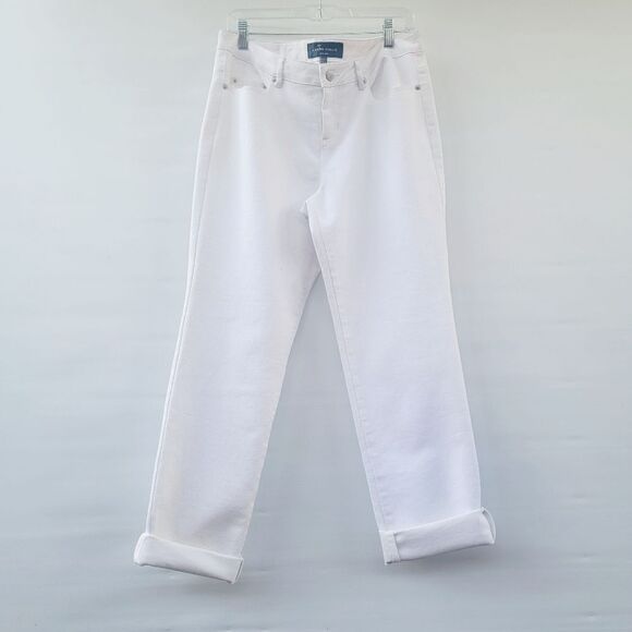 Hilton Hollis Womens 10 Minimalist White Straight Leg Mid Rise Neutral Jeans - Picture 9 of 9